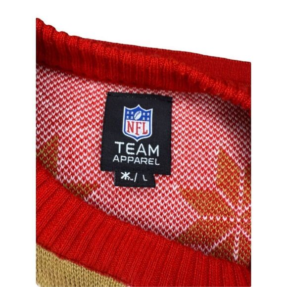 NFL San Francisco 49ers Men’s Large Busy Block Ugly Christmas Sweater Red & Gold - Picture 6 of 8